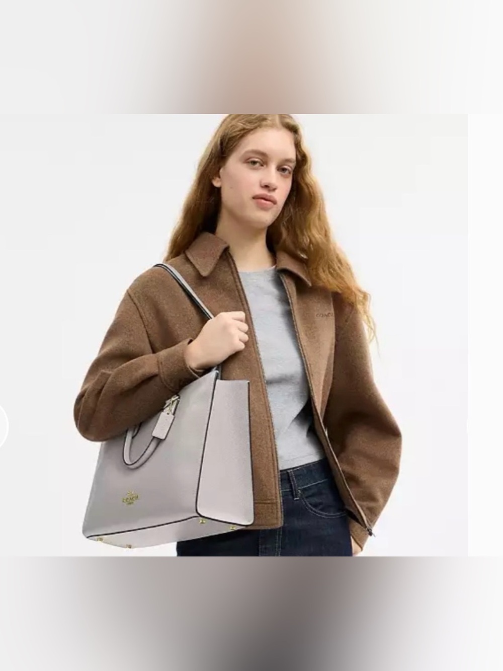 NWT Coach Maggie Tote large Gold/Dove Grey Shoulder Bag for work and school - Picture 11 of 12